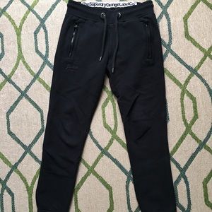 Superdry slim cotton heavy weight Black joggers XS